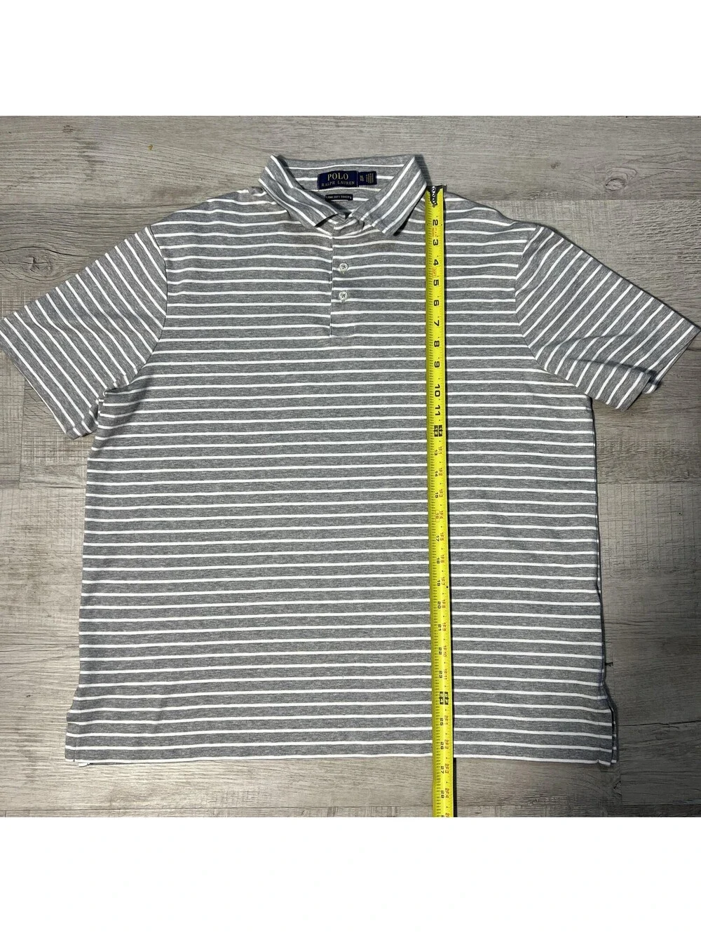 Polo Ralph Lauren Polo Shirt Mens XL Gray White Stripe Pima